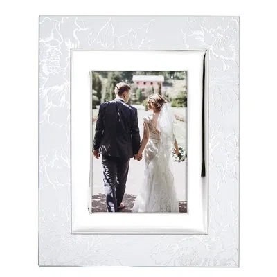 Lenox Silver Peony 5x7 Frame In White