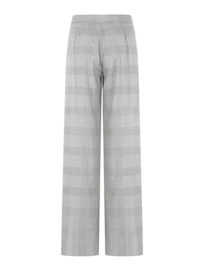 Max Mara Check-pattern Trousers In Gray