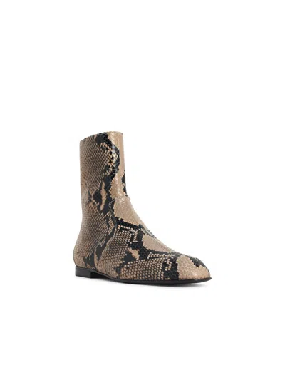 Khaite Colt Python Print Leather Ankle Boots In Beis