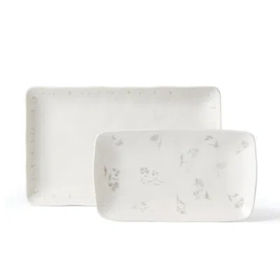 Lenox Oyster Bay 2pc Nesting Serving Platters In White