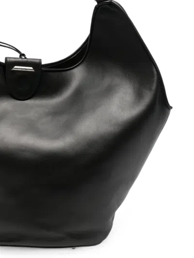 Dondup Ring-handle Leather Shoulder Bag In Black