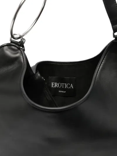 Dondup Ring-handle Leather Shoulder Bag In Black