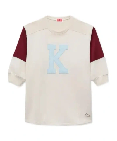 Kenzo Logo-patch Panelled T-shirt In White