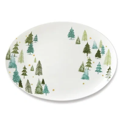 Lenox Balsam Lane Serving Platter In White;green