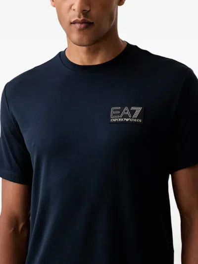 Ea7 로고 디테일 티셔츠 In Blue