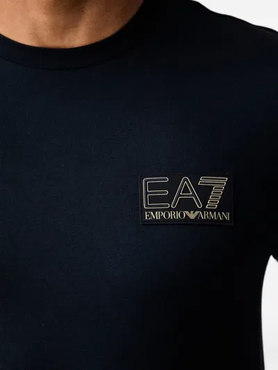 Ea7 로고 디테일 티셔츠 In Blue