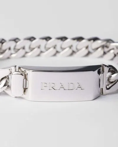 Prada Silver Chain Bracelet In Silver