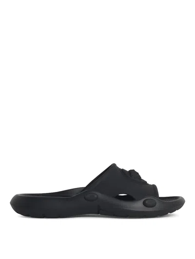 Versace Nettuno Medusa Head Open-toe Sliders In Black