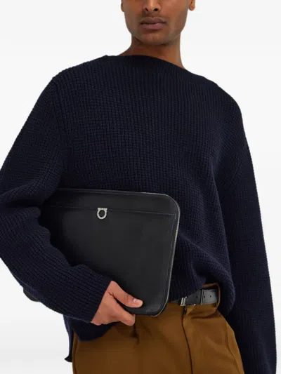 Ferragamo Gancini Document Holder In Black