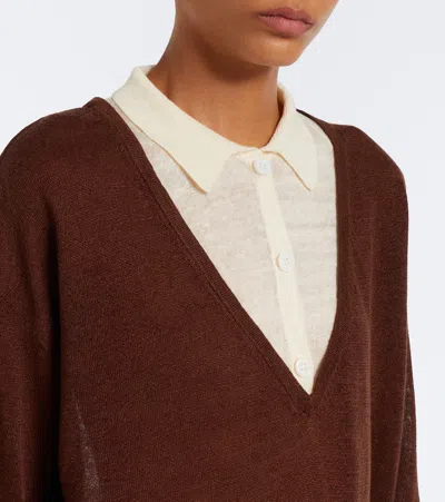 Aya Muse Pullover Eirae Aus Einem Leinengemisch In Brown