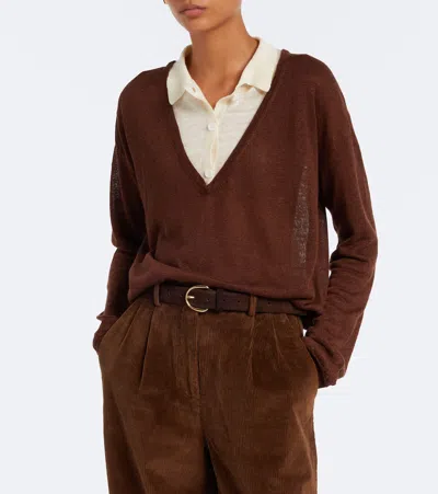Aya Muse Pullover Eirae Aus Einem Leinengemisch In Brown