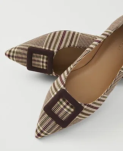 Ann Taylor Plaid Buckle Flat In Multi