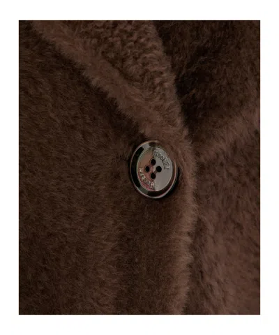 Moorer Hooded Double Breasted Down Jacket Oversized In Brown