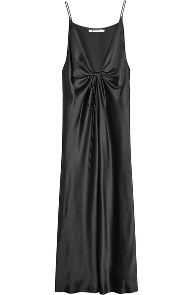Alexander Wang T Silk Dress With Knotted Front In Black