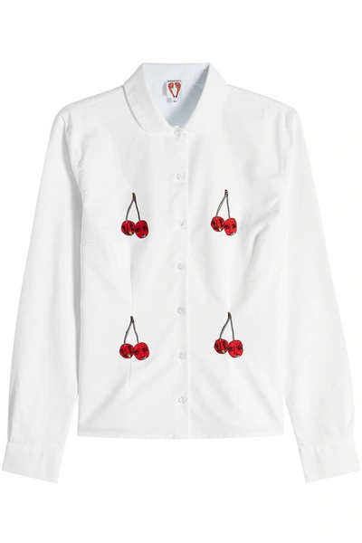 Shrimps Embroidered Cotton Shirt In White