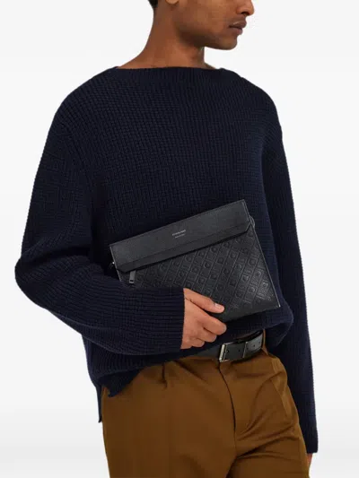 Ferragamo Monogram Pouch In Black