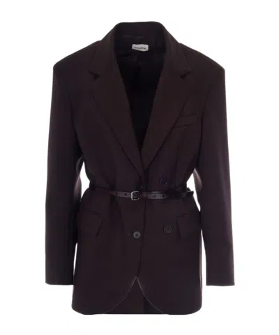 P.a.r.o.s.h Double Breasted Belted Tailoring Jacket Nylon Silk In Brown