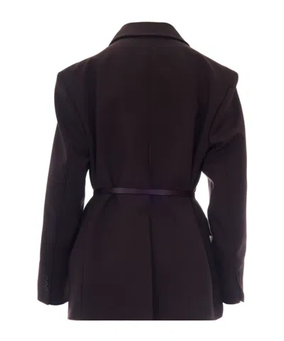 P.a.r.o.s.h Double Breasted Belted Tailoring Jacket Nylon Silk In Brown