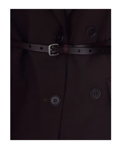 P.a.r.o.s.h Double Breasted Belted Tailoring Jacket Nylon Silk In Brown