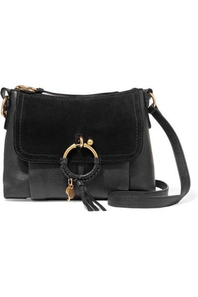 Shop See By Chloé Joan Small Textured-leather And Suede Shoulder Bag