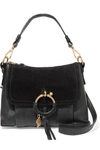 See By Chloé Joan Small Textured-leather And Suede Shoulder Bag In Black