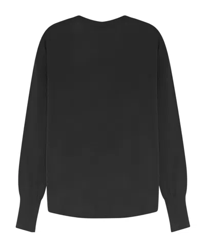 Aspesi V-neck Long-sleeve Knit Top In Black