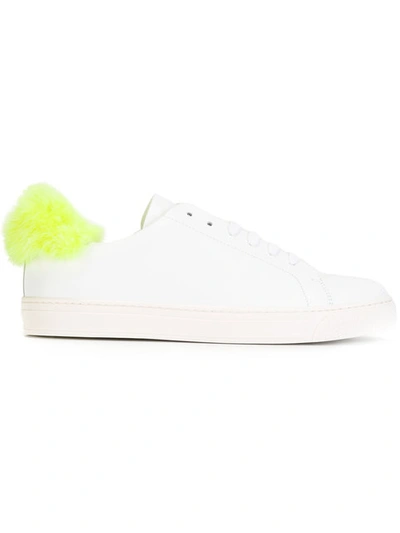 Shop Anya Hindmarch Furry Trim Trainers - White