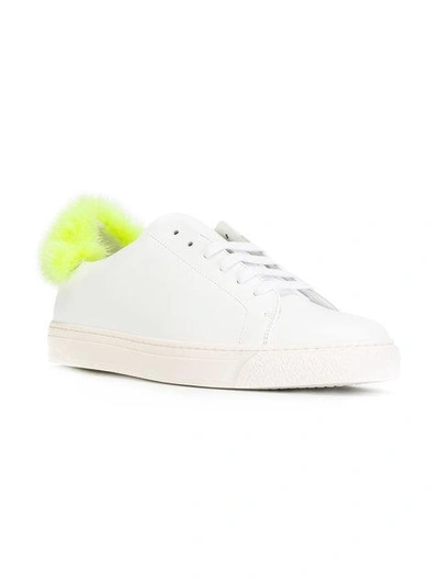 Shop Anya Hindmarch Furry Trim Trainers - White