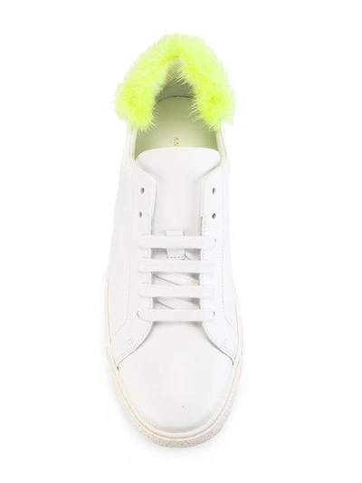 Shop Anya Hindmarch Furry Trim Trainers - White