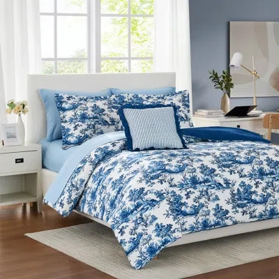 Modern Threads Shaya Toile Microfiber Comforter Set In Blue