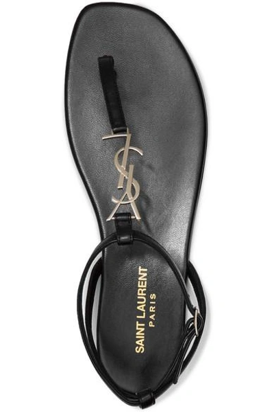 Shop Saint Laurent Embellished Leather Sandals In Black