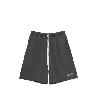 Essentials Logo-print Drawstring Shorts In Gray