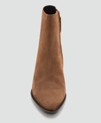 Mango Heel Suede Ankle Boot In Brown