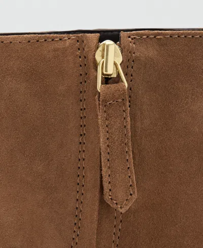 Mango Heel Suede Ankle Boot In Brown