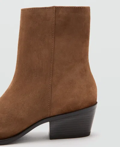 Mango Heel Suede Ankle Boot In Brown