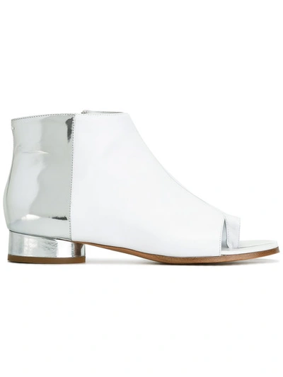 Maison Margiela Metallic Ankle Boots In Silver