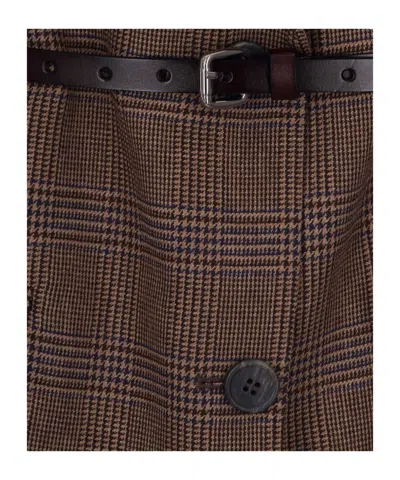 P.a.r.o.s.h Parosh Belted Plaid Oversized Blazer In Brown