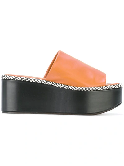 Robert Clergerie Flore Leather Flatform Sandals In Black Tan
