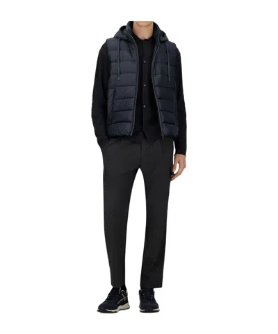 Herno Drawstring Hooded Vest In Blue