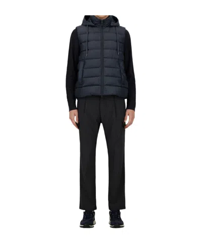 Herno Drawstring Hooded Vest In Blue