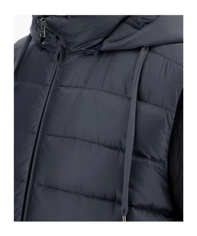 Herno Drawstring Hooded Vest In Blue