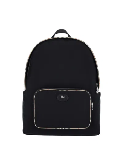 Burberry Backpacks Front Zip Pocket Adjustable Straps In Black