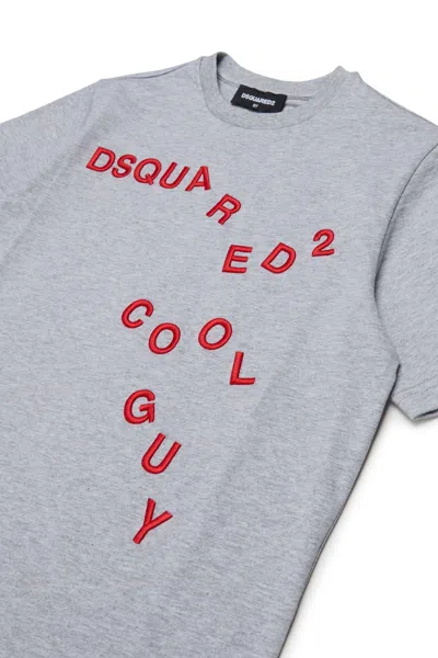 Dsquared2 T-shirt With Embroidered Front Logo In Gray