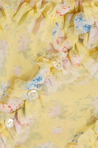 Shop Attico Ana Ruffled Floral-print Silk-chiffon Camisole