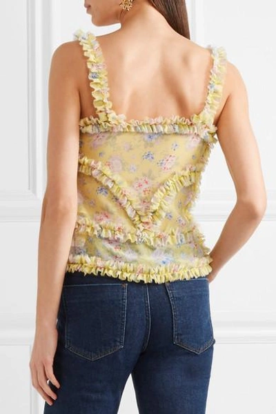 Shop Attico Ana Ruffled Floral-print Silk-chiffon Camisole