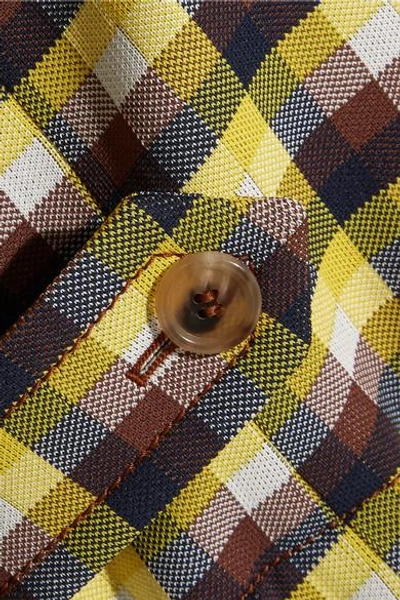 Shop Prada Checked Jacquard-knit Bomber Jacket In Brown