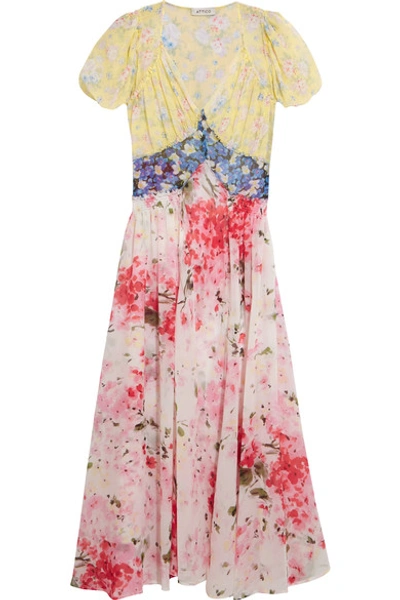 Shop Attico Natalia Floral-print Silk-chiffon Dress
