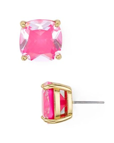 Shop Kate Spade New York Small Square Stud Earrings In Bright Pink/gold
