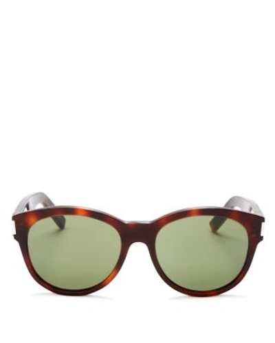 Saint Laurent Bold Cat Eye Sunglasses, 54mm In Light Havana/green