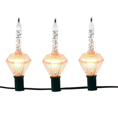 Kurt Adler 7-light Silver Glitter Diamond Bubble Light Set In Yellow